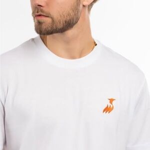 White T-Shirt with Orange Logo